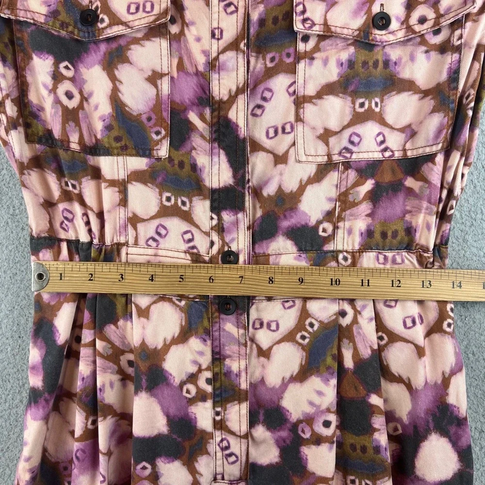 Anthropologie Maeve Purple Abstract Floral Cutout Back Ankle Tie Jumpsuit S - Picture 7 of 14